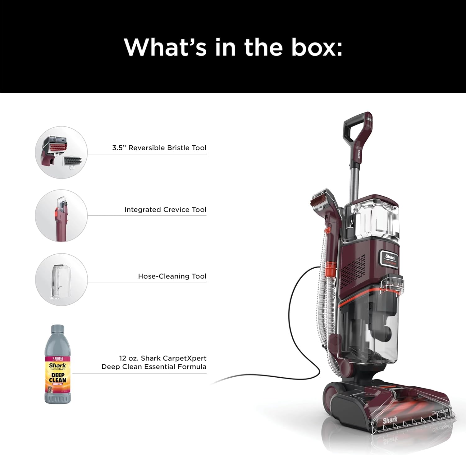 Shark EX150 CarpetXpert, Upright Carpet, Area Rug & Upholstery Cleaner for Pets, Built-in Spot & Stain Eliminator, Deep Cleaning & Dirt & Grime Removal, Carpet Shampooer, Magenta (Renewed)